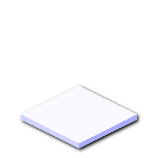 a solid white isometric minecraft pressure plate with slight blue lighting and a black drop shadow